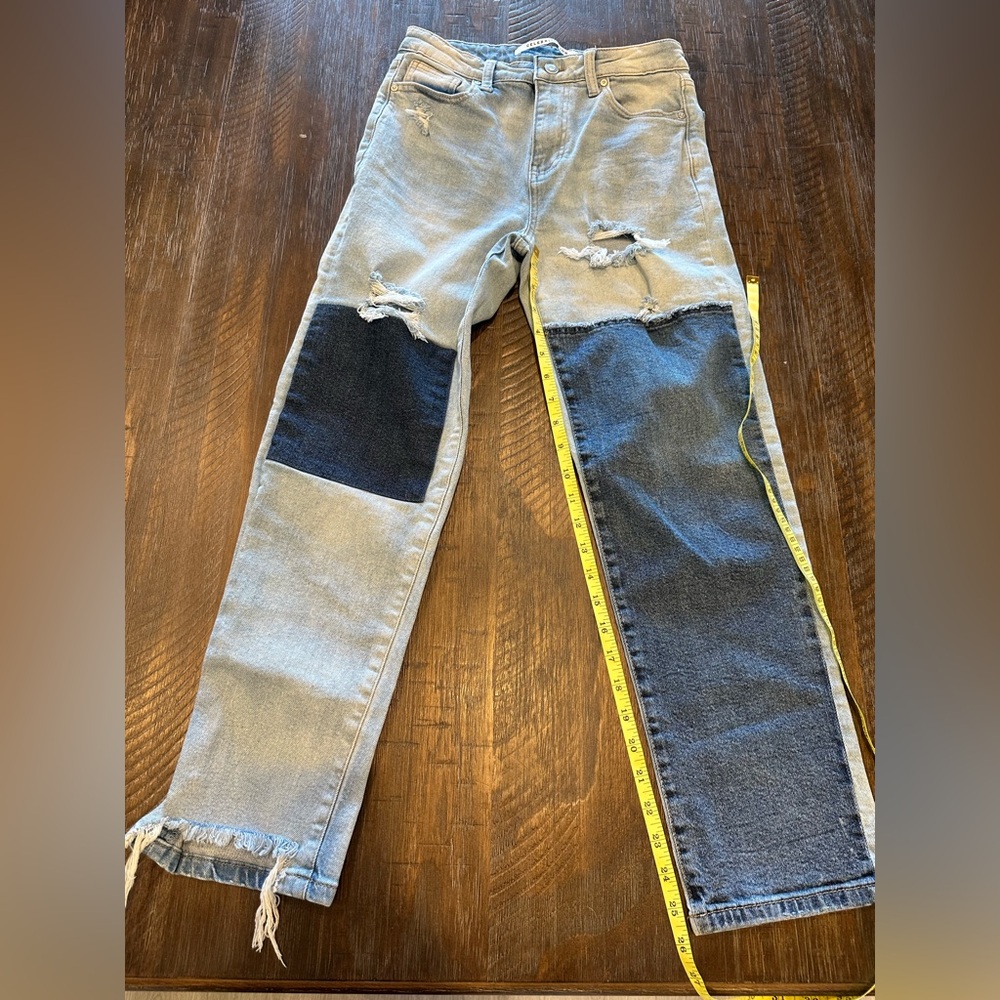 Two-Tone patchwork Straight Leg Jeans - image 10